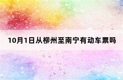 10月1日从柳州至南宁有动车票吗