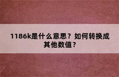 1186k是什么意思？如何转换成其他数值？