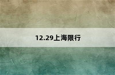 12.29上海限行