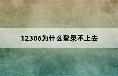 12306为什么登录不上去