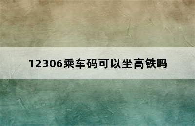 12306乘车码可以坐高铁吗