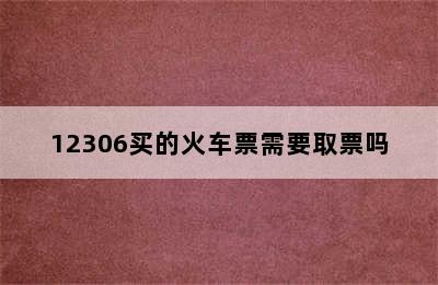 12306买的火车票需要取票吗