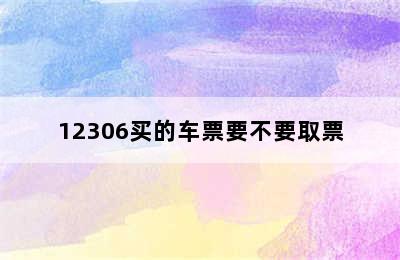 12306买的车票要不要取票