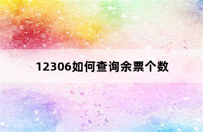 12306如何查询余票个数