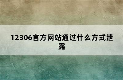 12306官方网站通过什么方式泄露