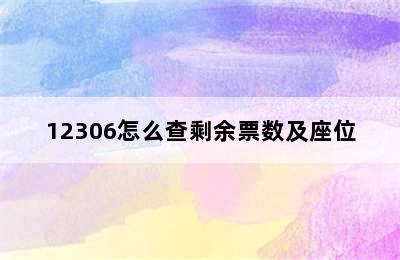 12306怎么查剩余票数及座位