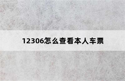 12306怎么查看本人车票