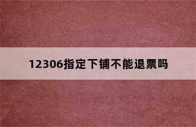 12306指定下铺不能退票吗