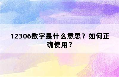 12306数字是什么意思？如何正确使用？