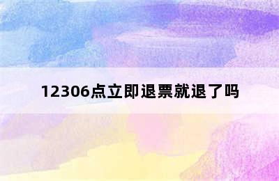 12306点立即退票就退了吗