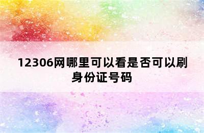 12306网哪里可以看是否可以刷身份证号码