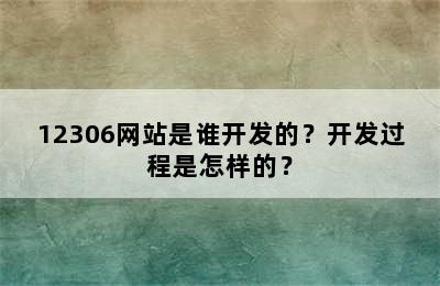 12306网站是谁开发的？开发过程是怎样的？