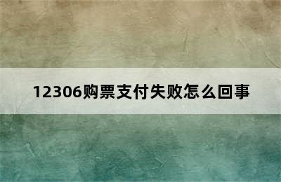 12306购票支付失败怎么回事