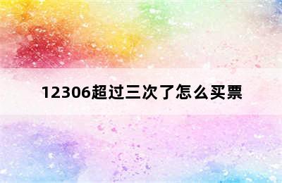 12306超过三次了怎么买票