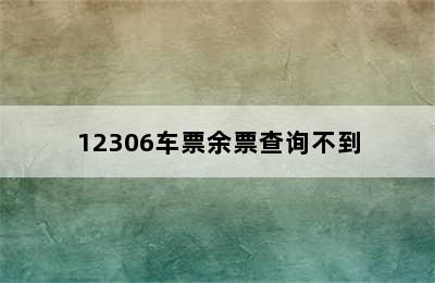 12306车票余票查询不到