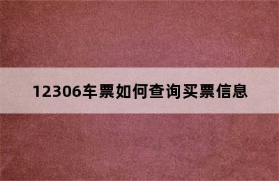 12306车票如何查询买票信息