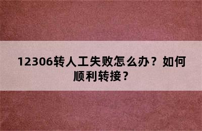 12306转人工失败怎么办？如何顺利转接？