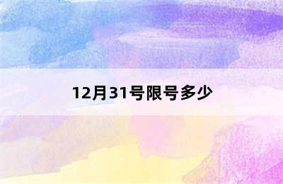 12月31号限号多少