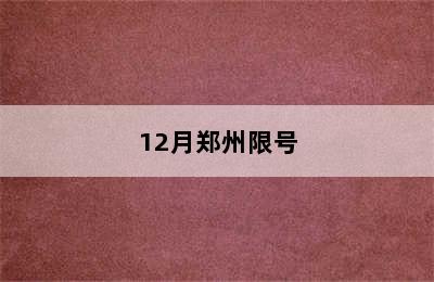 12月郑州限号