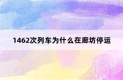 1462次列车为什么在廊坊停运