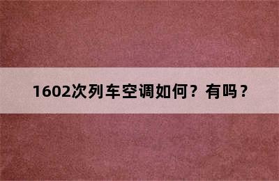 1602次列车空调如何？有吗？