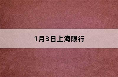 1月3日上海限行