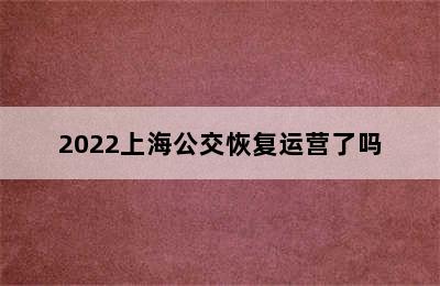 2022上海公交恢复运营了吗