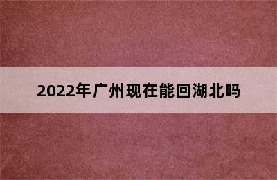 2022年广州现在能回湖北吗