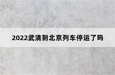 2022武清到北京列车停运了吗