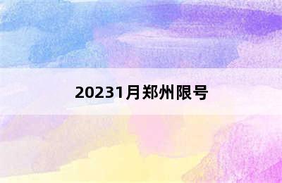 20231月郑州限号