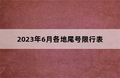 2023年6月各地尾号限行表