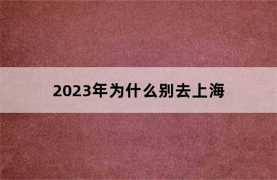 2023年为什么别去上海