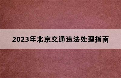 2023年北京交通违法处理指南