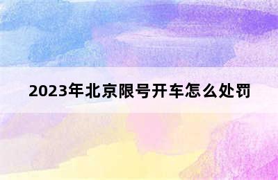 2023年北京限号开车怎么处罚