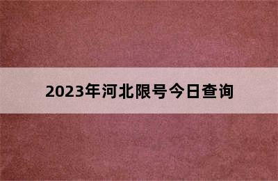 2023年河北限号今日查询