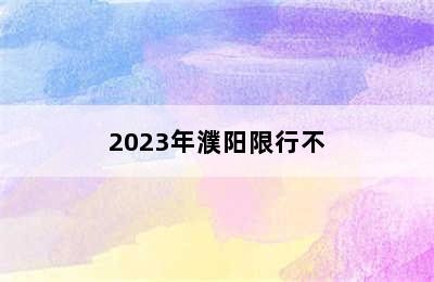 2023年濮阳限行不