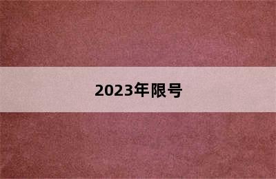 2023年限号