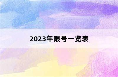 2023年限号一览表