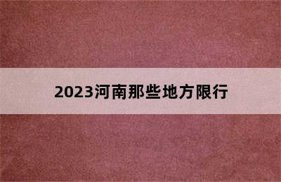 2023河南那些地方限行