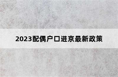 2023配偶户口进京最新政策