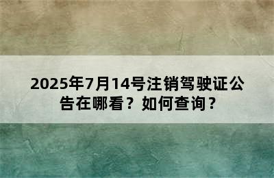 2025年7月14号注销驾驶证公告在哪看？如何查询？