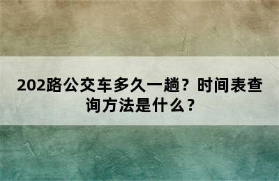 202路公交车多久一趟？时间表查询方法是什么？