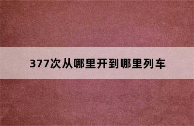 377次从哪里开到哪里列车