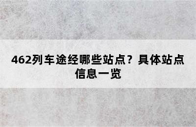 462列车途经哪些站点？具体站点信息一览