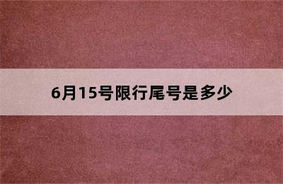 6月15号限行尾号是多少