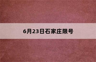 6月23日石家庄限号