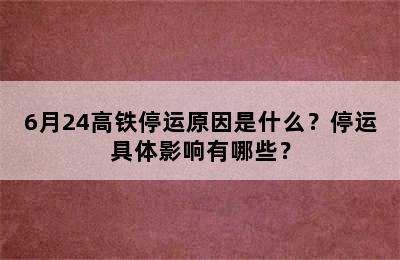 6月24高铁停运原因是什么？停运具体影响有哪些？