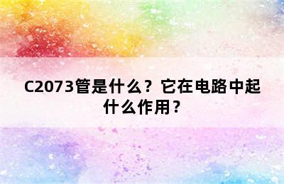 C2073管是什么？它在电路中起什么作用？