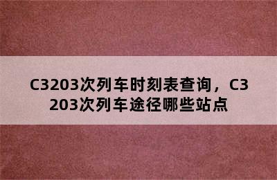 C3203次列车时刻表查询，C3203次列车途径哪些站点