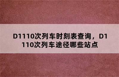 D1110次列车时刻表查询，D1110次列车途径哪些站点